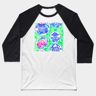 Chinoiserie pagodas on lime green Baseball T-Shirt